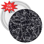 Rebel Life: Typography Black and White Pattern 3  Buttons (100 pack) 
