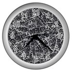 Rebel Life: Typography Black and White Pattern Wall Clock (Silver)