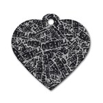Rebel Life: Typography Black and White Pattern Dog Tag Heart (One Side)