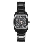 Rebel Life: Typography Black and White Pattern Stainless Steel Barrel Watch