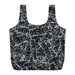 Rebel Life: Typography Black and White Pattern Full Print Recycle Bag (L)