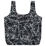 Rebel Life: Typography Black and White Pattern Full Print Recycle Bag (XXXL)