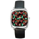 Abstract Geometric Pattern Square Metal Watch
