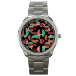 Abstract Geometric Pattern Sport Metal Watch