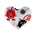 Cat Little Ball Animal Standard 16  Premium Heart Shape Cushions