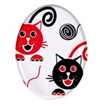 Cat Little Ball Animal Oval Glass Fridge Magnet (4 pack)