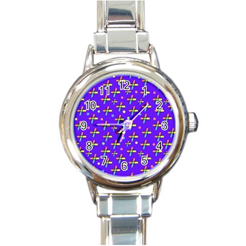 Abstract Background Cross Hashtag Round Italian Charm Watch from UrbanLoad.com Front