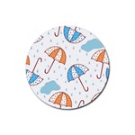 Rain Umbrella Pattern Water Rubber Round Coaster (4 pack)