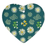 Drawing Flowers Meadow White Heart Ornament (Two Sides)