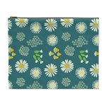 Drawing Flowers Meadow White Cosmetic Bag (XL)