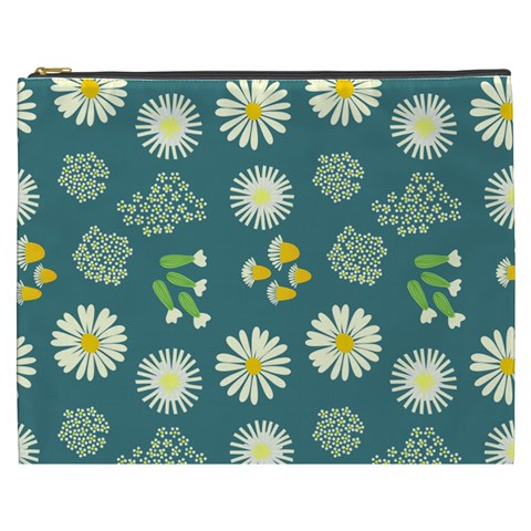 Drawing Flowers Meadow White Cosmetic Bag (XXXL) from UrbanLoad.com Front