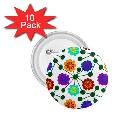 Bloom Plant Flowering Pattern 1.75  Buttons (10 pack) from UrbanLoad.com Front