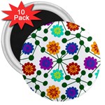 Bloom Plant Flowering Pattern 3  Magnets (10 pack) 
