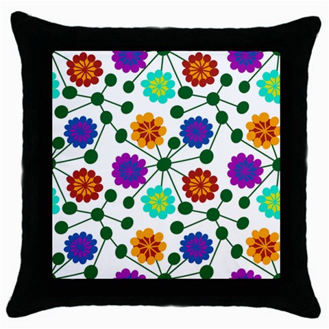 Bloom Plant Flowering Pattern Throw Pillow Case (Black) from UrbanLoad.com Front