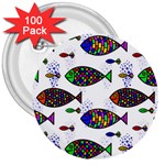 Fish Abstract Colorful 3  Buttons (100 pack) 