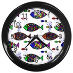 Fish Abstract Colorful Wall Clock (Black)