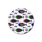 Fish Abstract Colorful Rubber Coaster (Round)