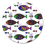Fish Abstract Colorful Magnet 5  (Round)