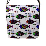 Fish Abstract Colorful Flap Closure Messenger Bag (L)