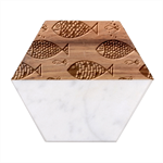 Fish Abstract Colorful Marble Wood Coaster (Hexagon) 