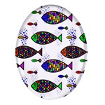 Fish Abstract Colorful Oval Glass Fridge Magnet (4 pack)