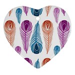 Pen Peacock Colors Colored Pattern Ornament (Heart)