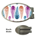 Pen Peacock Colors Colored Pattern Money Clips (Oval) 