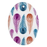 Pen Peacock Colors Colored Pattern Oval Ornament (Two Sides)