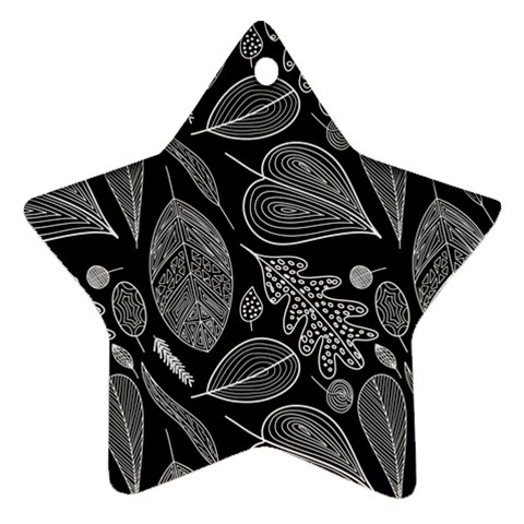 Leaves Flora Black White Nature Ornament (Star) from UrbanLoad.com Front