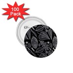 Leaves Flora Black White Nature 1.75  Buttons (100 pack) 