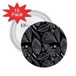 Leaves Flora Black White Nature 2.25  Buttons (10 pack) 