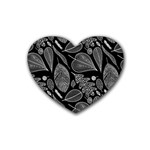 Leaves Flora Black White Nature Rubber Coaster (Heart)