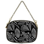 Leaves Flora Black White Nature Chain Purse (One Side)