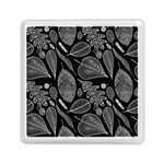 Leaves Flora Black White Nature Memory Card Reader (Square)