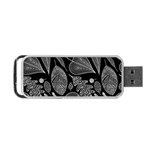 Leaves Flora Black White Nature Portable USB Flash (Two Sides)