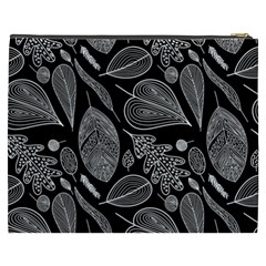 Leaves Flora Black White Nature Cosmetic Bag (XXXL) from UrbanLoad.com Back