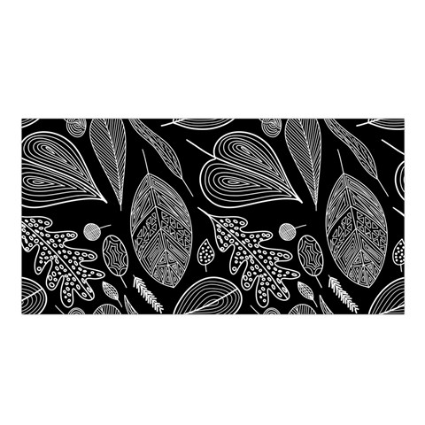 Leaves Flora Black White Nature Satin Shawl 45  x 80  from UrbanLoad.com Front