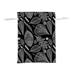 Leaves Flora Black White Nature Lightweight Drawstring Pouch (L)