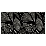Leaves Flora Black White Nature Banner and Sign 8  x 4 