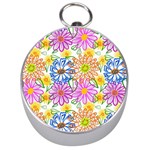 Bloom Flora Pattern Printing Silver Compasses