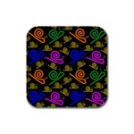 Pattern-repetition-snail-blue Rubber Square Coaster (4 pack)