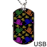 Pattern-repetition-snail-blue Dog Tag USB Flash (Two Sides)