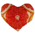 Grapefruit-fruit-background-food Large 19  Premium Flano Heart Shape Cushions