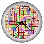 Pattern-repetition-bars-colors Wall Clock (Silver)
