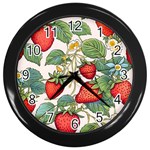 Strawberry-fruits Wall Clock (Black)