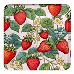 Strawberry-fruits Square Glass Fridge Magnet (4 pack)