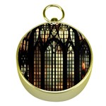 Stained Glass Window Gothic Gold Compasses