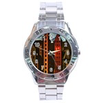 Sci-fi Futuristic Science Fiction City Neon Scene Artistic Technology Machine Fantasy Gothic Town Bu Stainless Steel Analogue Watch