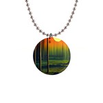 Outdoors Night Moon Full Moon Trees Setting Scene Forest Woods Light Moonlight Nature Wilderness Lan 1  Button Necklace