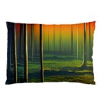 Outdoors Night Moon Full Moon Trees Setting Scene Forest Woods Light Moonlight Nature Wilderness Lan Pillow Case (Two Sides)